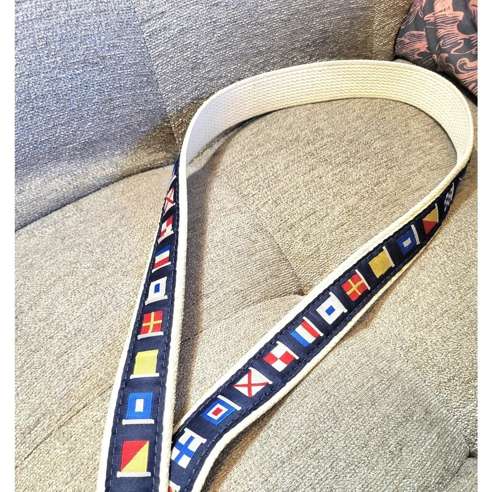 Men's Belt Zep Pro US Made Flags Navy Canvas Brass Buckle Dad Classic Size 42